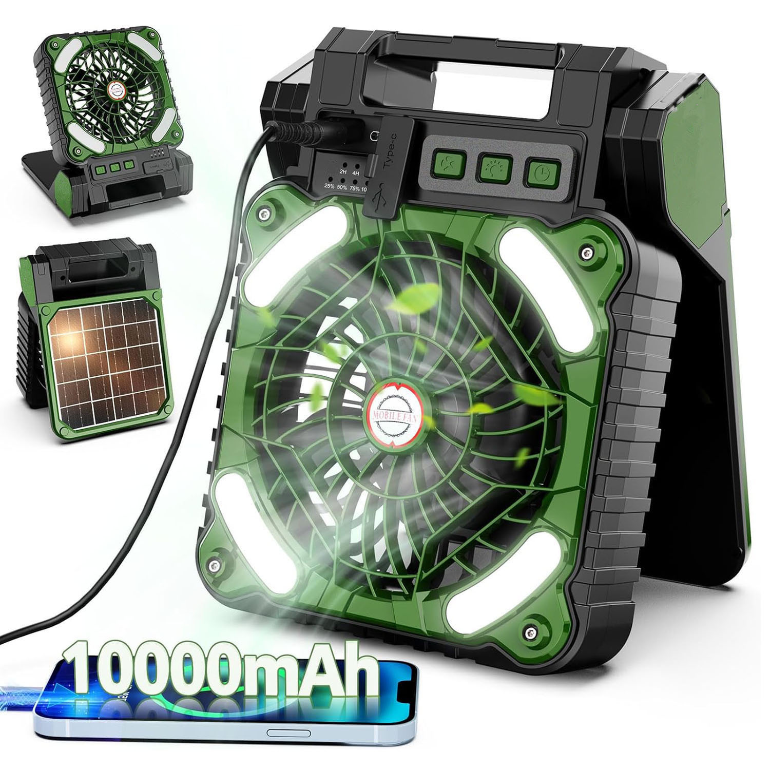 Renewable Energy Fan - 10000 mAh zasilana energią słoneczną przenośna