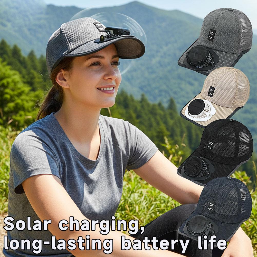 Renewable Energy Fan - Kapelusz z wentylatorem solarnym, ładowany przez