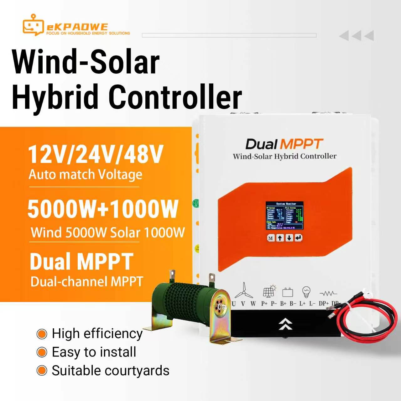 Renewable Energy Focus - Hybrydowy regulator ładowania wiatrowo-słonecznego 5000W (wiatr)